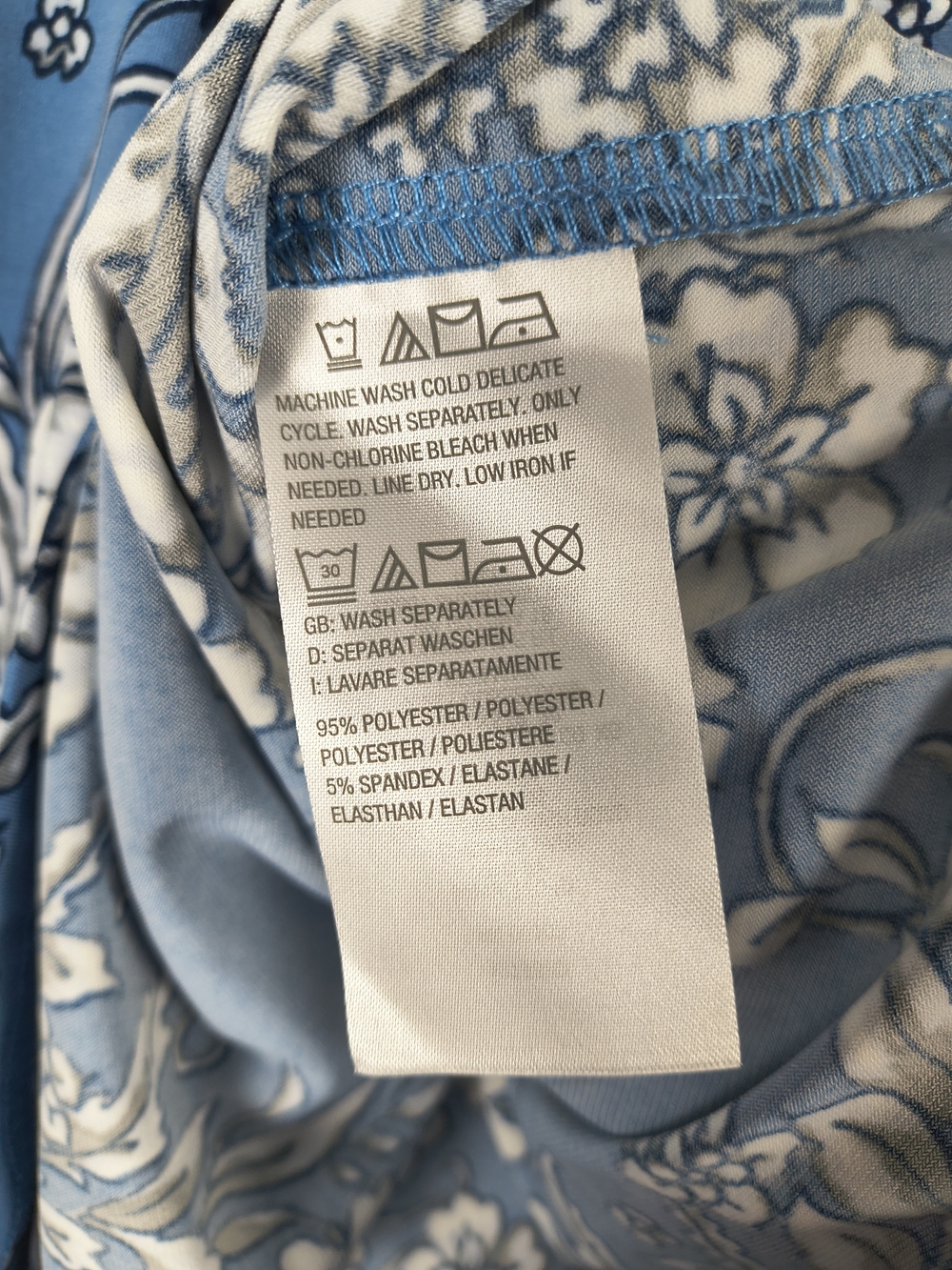 Belle By Kim Gravel Tunic Women's 1X Blue White Floral V-Neck Blouse Long Sleeve - Picture 10 of 11